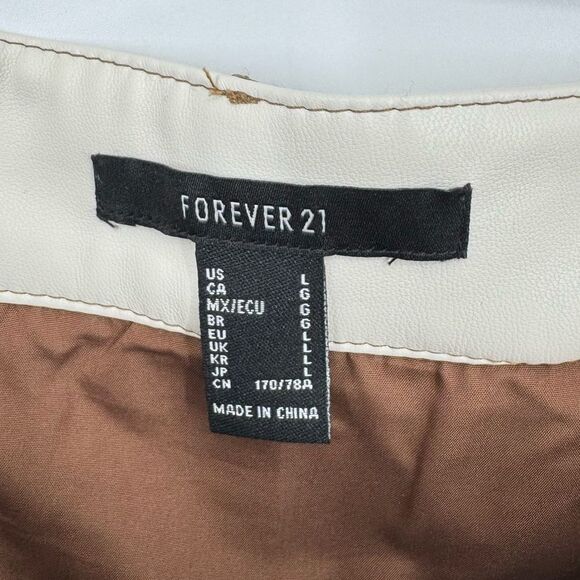 Forever 21 Faux Leather Patchwork on Brown And Tan Mini Skirt L - Picture 6 of 7